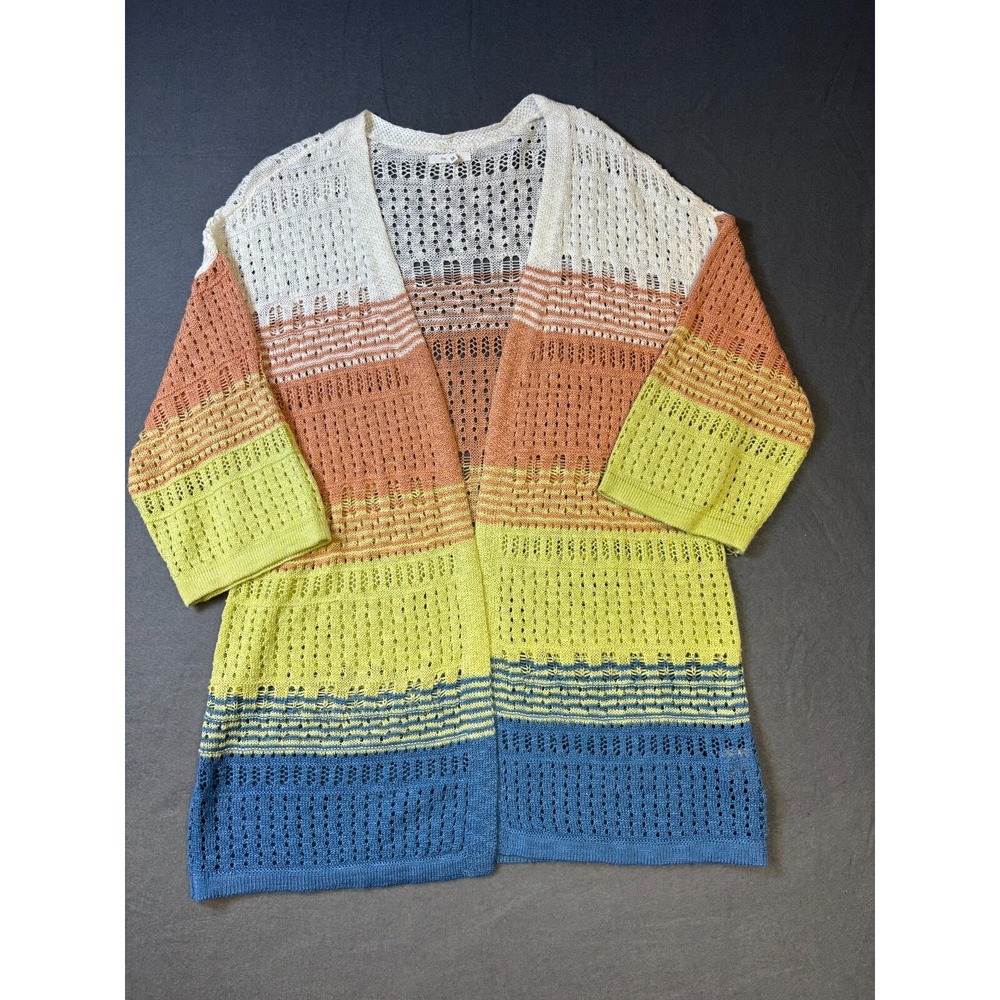 Maurices Women's Size Medium Multicolor Striped Open Front Cardigan Sweater